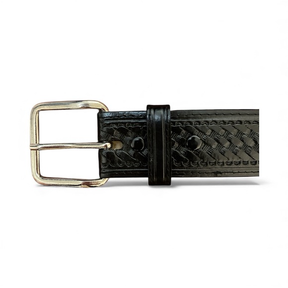 HANDMADE DEFECT Men’s Cowhide Leather Woven Silver Buckle Belt 41 inches - Picture 4 of 5